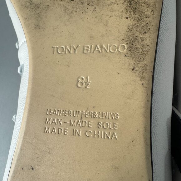 Tony Bianco White Sparkle Rhinestone Square-Toe Buffy Flats, Size 8.5 - Picture 13 of 16